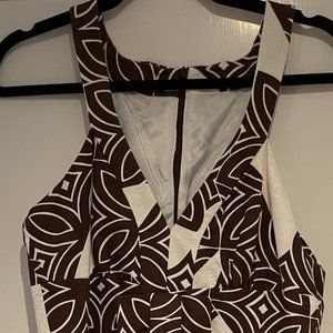 Trina Turk Abstract Brown And White Dress